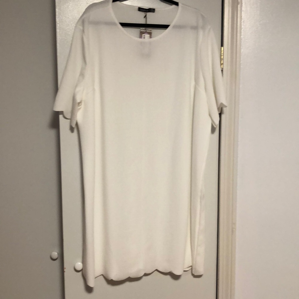 Plus size white shift dress